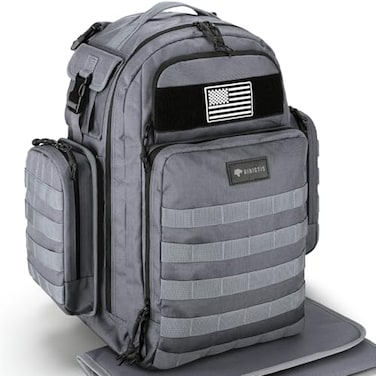 Dinictis Dad Diaper Bag Mens Diaper Bag Backpack with Diaper Changing Mat Military Diaper Backpack with Molle Webbing Waterproof Pouch Baby Wipes pocket Insulated Bottle Pockets Dark Grey