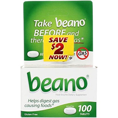 Beano Food Enzyme Dietary Supplement Tablets 100 ct Pack of 6