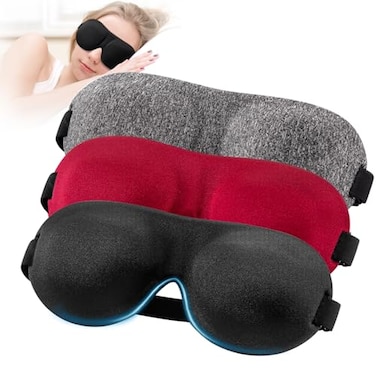 YIVIEW Sleep Mask for Back and Side Sleeper Pack of 3 100 Light Blocking 3D Eye Masks for Sleeping Lightweight Breathable Eye Cover for Women Men Zero Pressure Night Blindfold