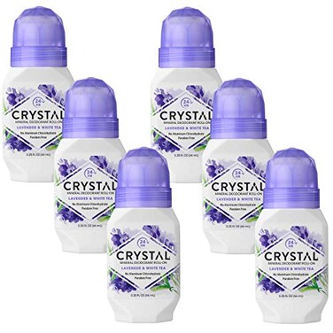 Crystal Essence Crystal Mineral Deodorant RollOn Lavender White Tea 225 oz Pack of 6