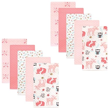Hudson Baby Unisex Baby Quilted Burp Cloths Girl Forest One Size