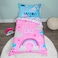 Baby Boom Funhouse Lets Chase Rainbows 4 Piece Toddler Bedding Set Includes Comforter Sheet Set Fitted Top Sheet Reversible Pillowcase for Girls Bed Pink