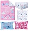 Baby Boom Funhouse Lets Chase Rainbows 4 Piece Toddler Bedding Set Includes Comforter Sheet Set Fitted Top Sheet Reversible Pillowcase for Girls Bed Pink