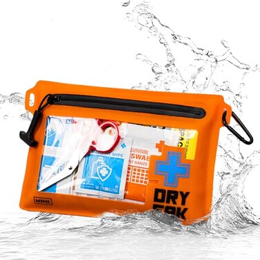 EVERLIT Ultralight Waterproof First Aid Kit Boat First Aid Kit Marine Medical Kit for Boating Kayak Backpacking Hiking Camping Emergency Kit Orange