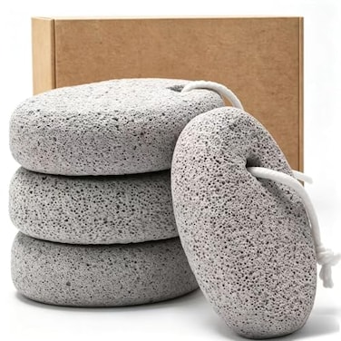 Borogo 4Pack Natural Pumice Stone for Feet Lava Pedicure Tools Hard Skin Callus Remover for Feet and Hands Natural Foot File Exfoliation to Remove Dead Skin Heels Elbows Hands
