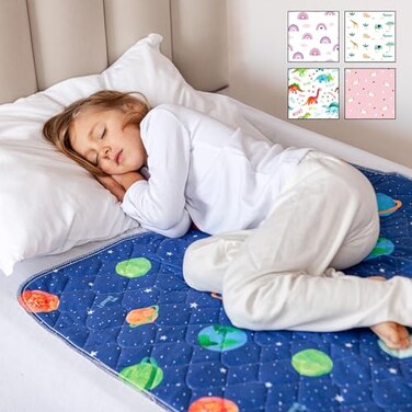 Lynmark Potty Training Mattress Protector Pee Pads for Kids Waterproof Toddler Bed Wetting Mat for Toilet Training NonSlip Washable Bedwetting Topper Absorbs Up to 2000ml 35 x 33 Astronaut