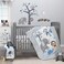 طقم مفروشات سرير أطفال من Bedtime Originals بتصميم Jungle Fun، مكون من 3 قطع، لون أزرق رمادي، عبوة من قطعة واحدة