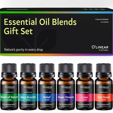 O'Linear Olinear Essential Oils 6 Blends Set Perfect for Humidifiers and Diffusers Aromatherapy Diffuser Oils Scents Essential Oil Kit for Home Use Essential Oil Pack with Various Scents