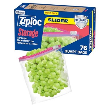 Ziploc Quart Food Storage Bags StandUp Bottom Easy to Fill 76 Count