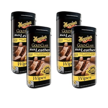 Meguiar's Meguiars Gold Class Rich Leather Wipes Clean Condition Protect Leather Surfaces with UV Protection AloeInfused Formula 30 Wipes 4 Packs