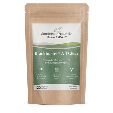 GOOD HEALTH NATURALLY BECAUSE IT WORKS Blockbuster AllClear Refill Pouch 120 Capsules with Serrapeptase Nattokinase Delayed Release