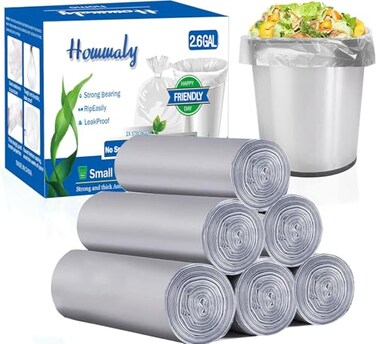 Hommaly 26 Gallon Grey Trash Bags 300 Count Waste Bag Can Liners Garbage Bags