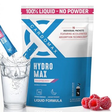 CardoMax Hydration Packets Hydromax Electrolyte Drink Mix Packets with Sodium Magnesium Potassium Vegan KetoFriendly Electrolyte Drink Mix 15 Liquid Hydration Sticks Raspberry