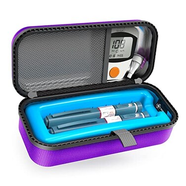 SHBC Insulin Pen Carrying Case Portable Medical Cooler Bag for Diabetes with Protective Ice Brick Convenient to Changing Needles with Each Injection Purple
