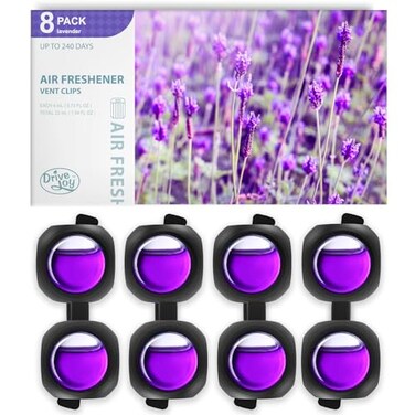 DRIVEJOY Car Air Freshener Vent Clips 8 Pack Provides LongLasting Scent Up to 240 Days Odor Eliminator Lavender