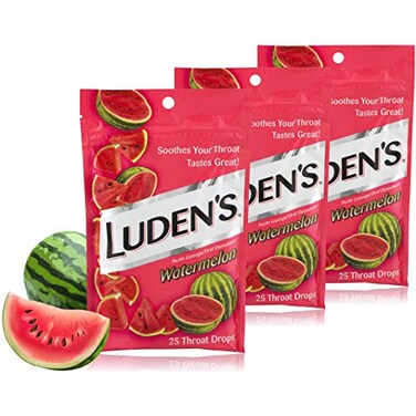 Luden's Ludens Watermelon Cough Throat Drops Pectin LozengeOral Demulcent 25Count Per Pack 3Packs Total