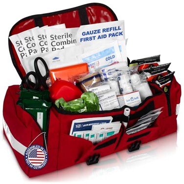 MFASCO School First Aid Emergency Kit with Tourniquets Red Bag by