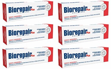 Biorepair Sensitive Teeth Daily Toothpaste 254 Fluid Ounces 75ml Tubes Pack of 6 Italian Import