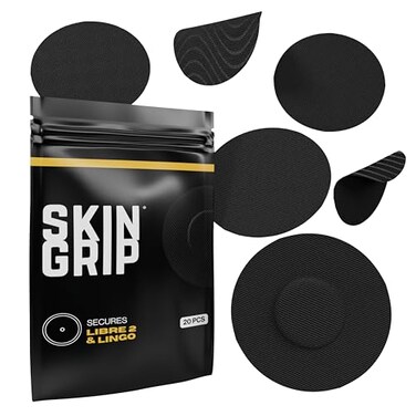 لصقات لاصقة Skin Grip لأجهزة مراقبة الجلوكوز المستمرة Freestyle Libre 2 Lingo، مقاومة للماء والعرق، تدوم من 10 إلى 14 يومًا، شريط لاصق طبي مُقطّع مسبقًا، غطاء مستشعر، عبوة من 20 قطعة، أسود