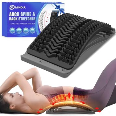 MINOLL Back Stretcher for Lower Back Pain Relief Multiple Level Adjustable Arch Lumbar Back Cracker Board Back Cracking Device Back Massager for Scoliosis Spine Decompression Support