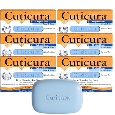 Cuticura Official Deep Cleansing Face and Body Soap 3 oz Pack of 6