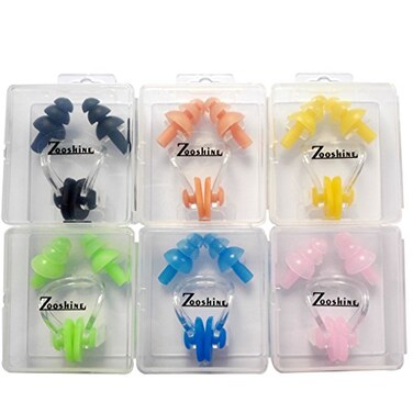Zooshine 6 Sets Waterproof Silicone Swimming Earplugs Nose Clip PlugsEar Nose Protector Swimming Sets Box Package