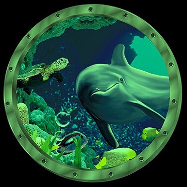 AM AMAONM Amaonm 12x12 Creative Removable Glow in The Dark Ocean View Wall Decals 3D Under The Sea Fish Wall Sticker Murals Peel Stick Home Art Decor for Kids Room Bedroom Bathroom Nursery Fridge Dolp