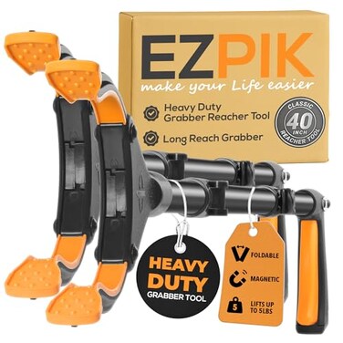 أداة التقاط النفايات القابلة للطي EZPIK Classic 40 مزودة بمغناطيس مزدوج، أداة التقاط نفايات شديدة التحمل، أداة علوية لكبار السن وذوي الاحتياجات الخاصة، أداة التقاط من الألومنيوم للاستخدام اليومي، عبوة من قطعتين، لون أسود