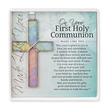 شركة هدايا الأجداد - صليب زجاجي مصنوع يدويًا - هدية المناولة الأولى