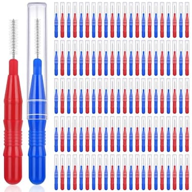 ROADPLUM 120Pcs Interdental Brushes 2 Sizes 360 Bendable Soft Bristles Braces Brush Dental Brushes Between Teeth Gum Interdental Brushes for Gum Braces Oral Teeth Cleaning Tool