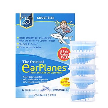 سدادات أذن EarPlanes الجديدة فائقة النعومة للبالغين، لحماية الأذن أثناء السفر بالطائرة، 5 أزواج