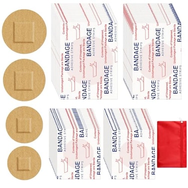 Funtery 400 Adhesive Spot Bandage 4 Sizes Round Flexible Fabric Adhesive Round Tan Non Latex Bandage for Wound Care and Hides Skin Spots Ideal for Small Incisions