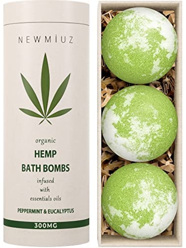 New Miuz Organic Hemp Bath Bombs Infused Peppermint Eucalyptus Essential Oil Luxurious Bath Essentials Gifts for Dry Skin Immerse Yourself in A Blissful Spa