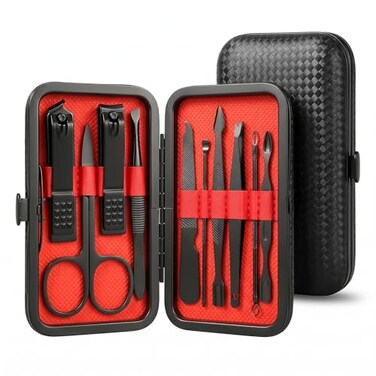 FIXBODY 10Pc Manicure Grooming Kit with Travel Case Christmas Gift