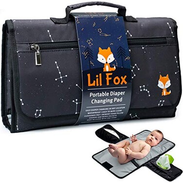 Lil Fox Portable Diaper Changing Pad OneHand Design Grey Constellation