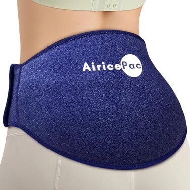 كمادة ثلجية AiricePac لتخفيف آلام الظهر، قابلة لإعادة الاستخدام، مصنوعة من الجل، تُستخدم كضمادة باردة لتخفيف آلام أسفل الظهر، وإصابات أسفل الظهر، وآلام عرق النسا، وانزلاق أو تآكل القرص، وآلام العصعص، باللون الأزرق.