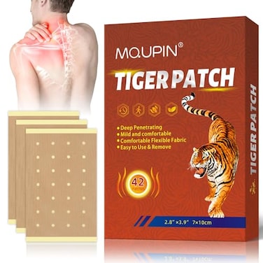 MQUPIN 42PCS Tiger Patch Chinese Tiger Back Heat Patches Ultra Strength for Muscle Joint of Knee Shoulder and Neck