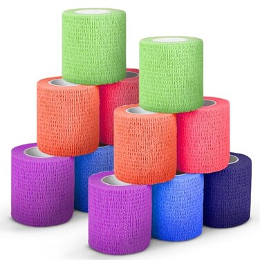 Ever Ready First Aid Self Adherent Cohesive Bandages 3 x 5 Yards 12 Count Rainbow Colors