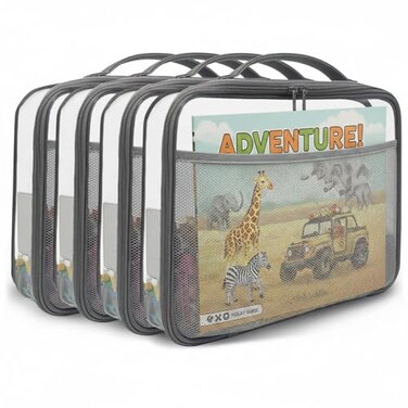 holay 4 Pack Building Block Storage Bags Clear Zippered Toy Organizer Case
