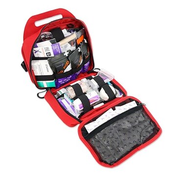 Lightning X Premium RipAway Individual First Aid Kit for Vehicle Head Rest RED