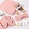 DRESHOW BQUBO Newborn Receiving Blanket Toddler Warm for Girls with Bow Hat and Bow Headband Shower Gift