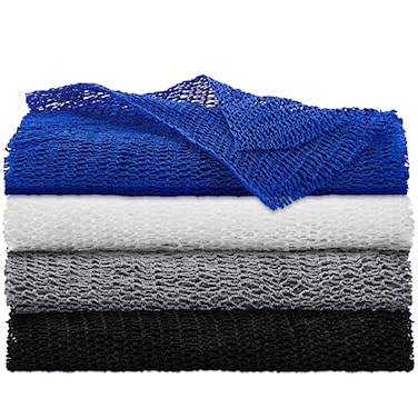 Boao 4 Pieces African Net Sponge Exfoliating Long Nylon Bath Cloth African exfoliating net Body Back Scrubber for Smoother Skin and Daily use