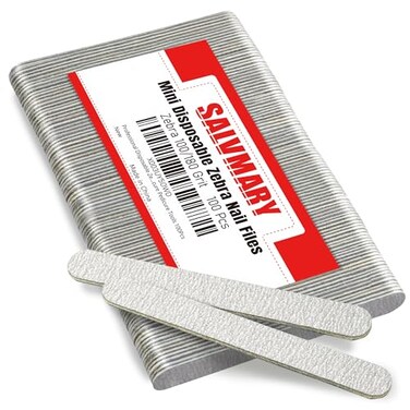 SALVMARY Professional Disposable Zebra Nail Files 100180 Grit 5 Double Sided Emery Board Manicure Pedicure Tools 100Pcs