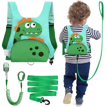 Dr.meter Drmeter 3 in 1 Toddler Harness Leash 82ft Anti Lost Wrist Link Cute Dinosaur Kids Safety Harness Tether with Key Lock Child Protective Leashes While Walking for Outdoor Activity Keep Kids Clo