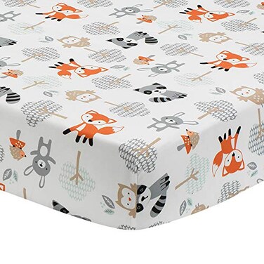 ملاءة سرير أطفال Bedtime Originals Woodland Friends متعددة الألوان، مقاس 52×28×8 بوصة، عبوة من قطعة واحدة