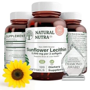 Natural Nutra Sunflower Lecithin Supplement 2000mg 120 Softgel 2 Pack