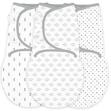 بطانية لف الأطفال من SwaddleDesigns مع لفافة قابلة للتعديل، طقم من 3 قطع، بتصميم قنفذ صغير أسود