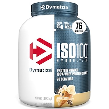 Dymatize ISO 100 Whey Protein Powder with 25g of Hydrolyzed 100 Whey Isolate Vanilla 5 Pound Package may vary