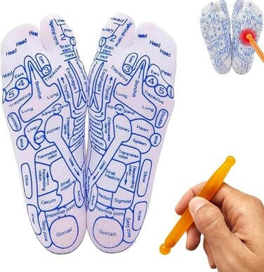 مجموعة جوارب جينشاينينج البيضاء للعلاج الانعكاسي، جوارب علاج انعكاسي مع أداة تدليك نقاط الضغط، مجموعة جوارب نقاط الوخز، أدوات ومعدات التدليك