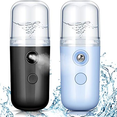 Honoson 2 Pack Nano Facial Mister Spray Bottle Handheld Humidifier Portable Face Mister for Eyelash Extensions USB Rechargeable 1 oz Mini Skin Care Machine for Daily MakeupBlack and Blue